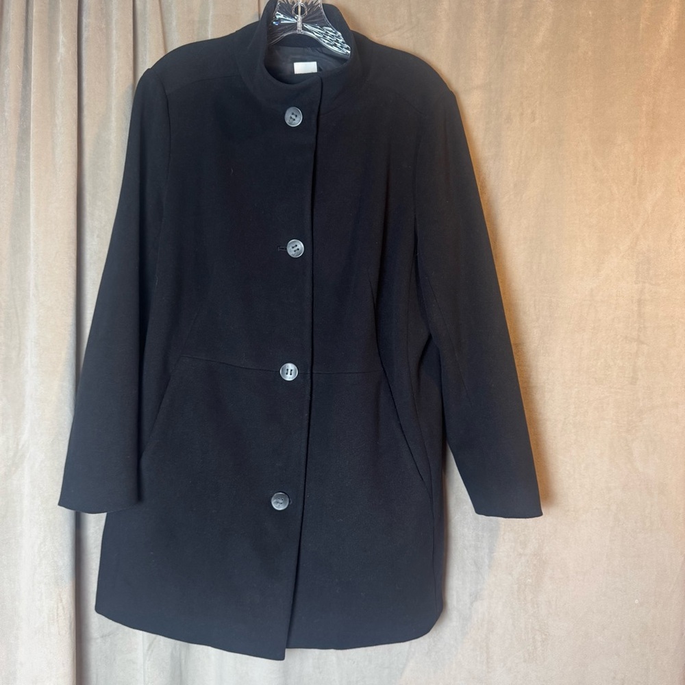 J. Jill Classic Black Pea Coat coat preppy‎ Peacoat